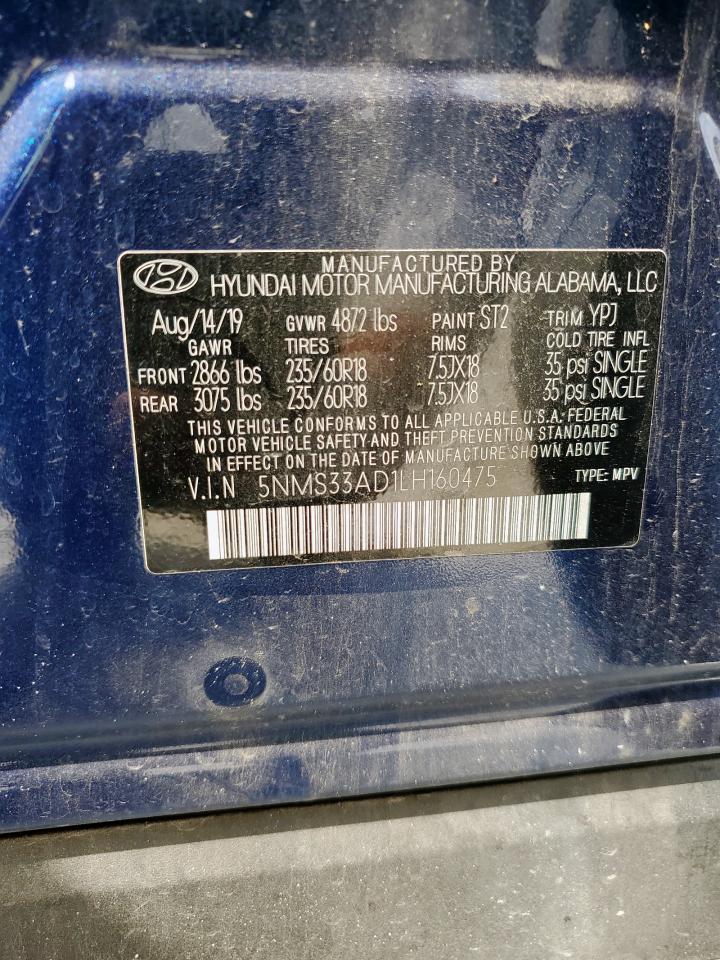 2020 Hyundai Santa Fe Sel VIN: 5NMS33AD1LH160475 Lot: 81234095