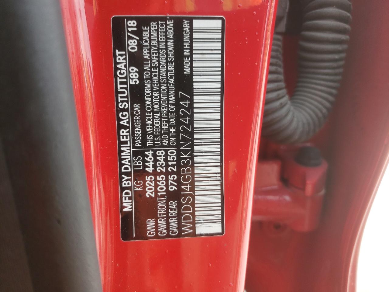 2019 Mercedes-Benz Cla 250 4Matic VIN: WDDSJ4GB3KN724247 Lot: 71492525