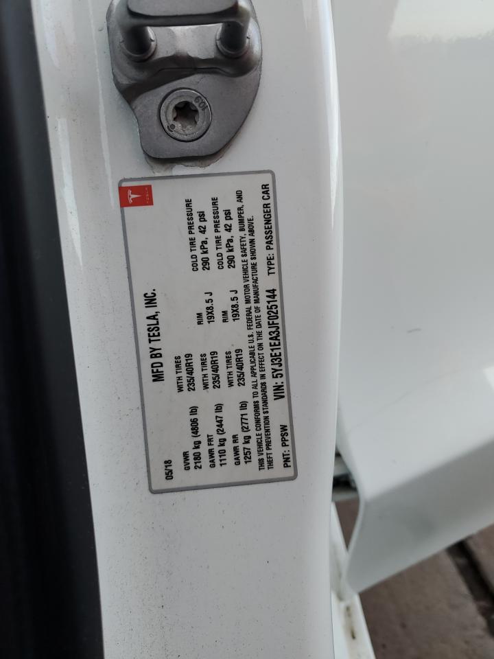 2018 Tesla Model 3 VIN: 5YJ3E1EA3JF025144 Lot: 84048935
