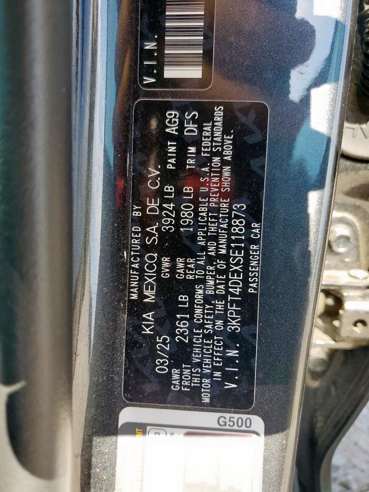 2025 Kia K4 Lx VIN: 3KPFT4DEXSE118873 Lot: 71327525