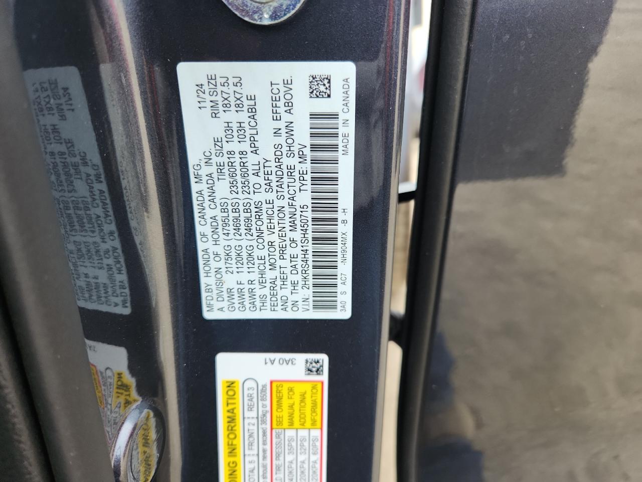 2025 Honda Cr-V Ex VIN: 2HKRS4H41SH450715 Lot: 71302575