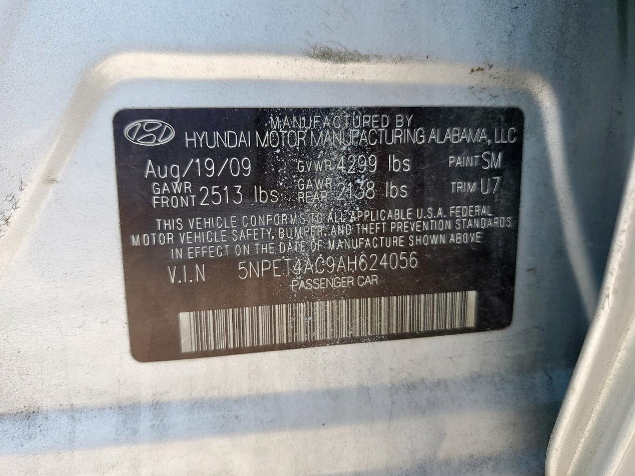 2010 Hyundai Sonata Gls VIN: 5NPET4AC9AH624056 Lot: 81505585