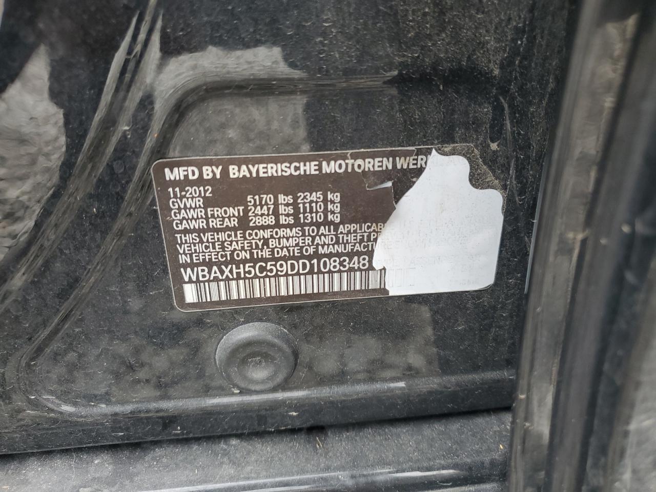 2013 BMW 528 Xi VIN: WBAXH5C59DD108348 Lot: 81823975