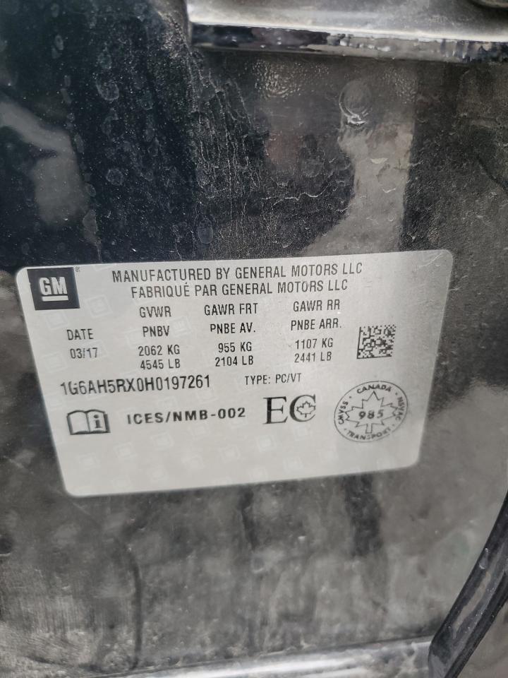 2017 Cadillac Ats Luxury VIN: 1G6AH5RX0H0197261 Lot: 82070295
