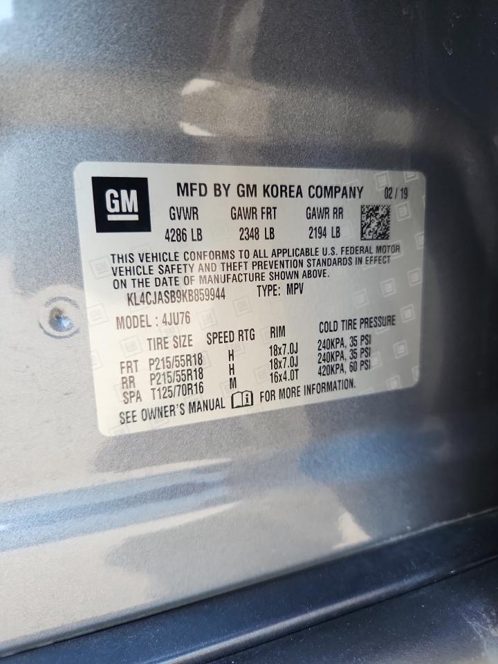 2019 Buick Encore Preferred VIN: KL4CJASB9KB859944 Lot: 80730165