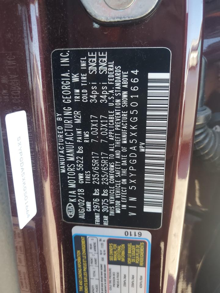 2019 Kia Sorento Lx VIN: 5XYPGDA5XKG501664 Lot: 81598055