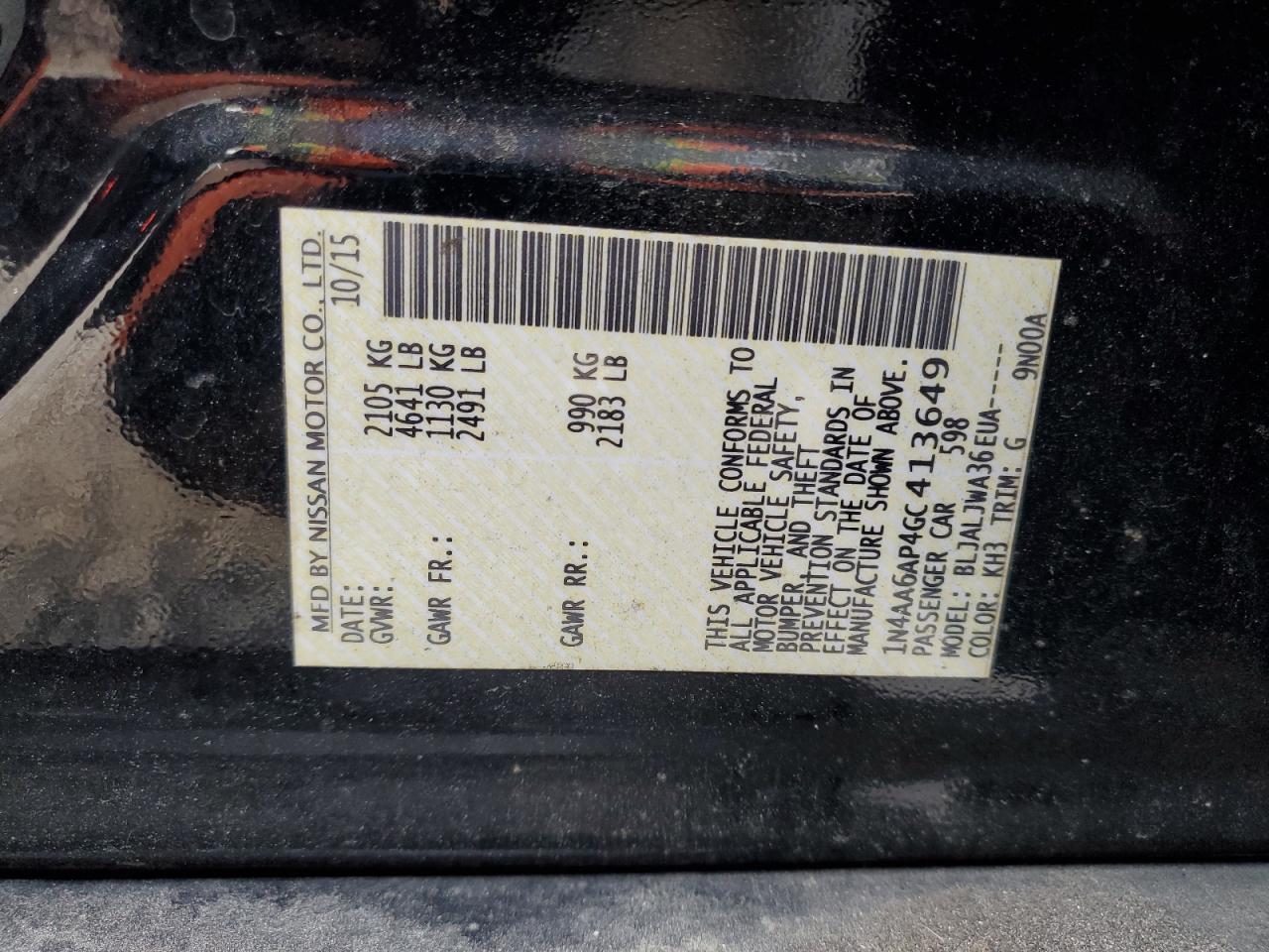 2016 Nissan Maxima 3.5S VIN: 1N4AA6AP4GC413649 Lot: 81704175