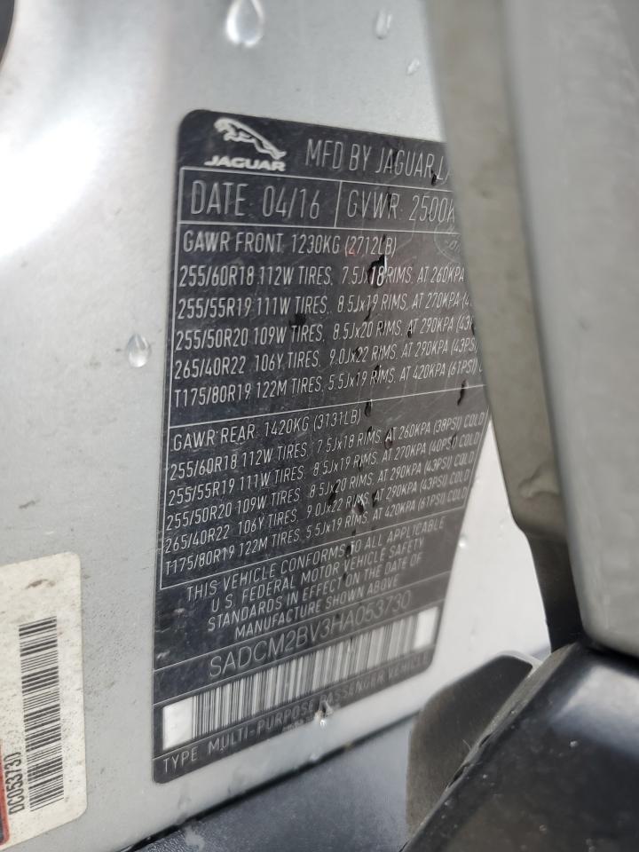 2017 Jaguar F-Pace S VIN: SADCM2BV3HA053730 Lot: 83809485