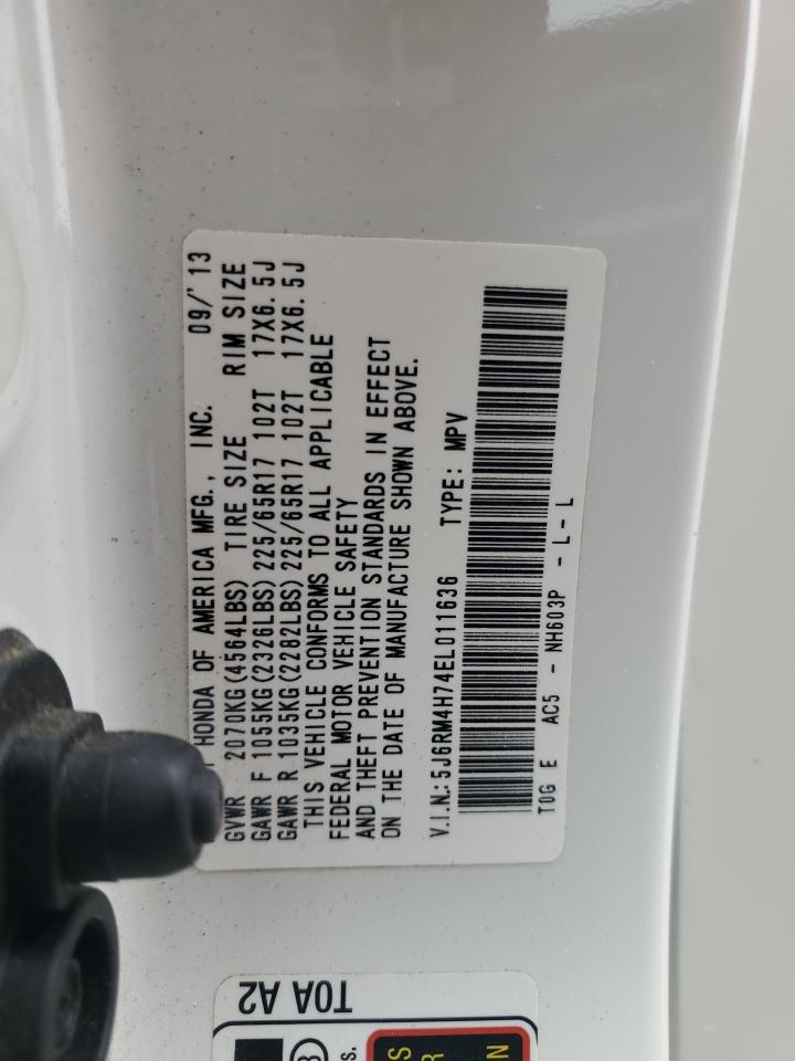 2014 Honda Cr-V Exl VIN: 5J6RM4H74EL011636 Lot: 68436155