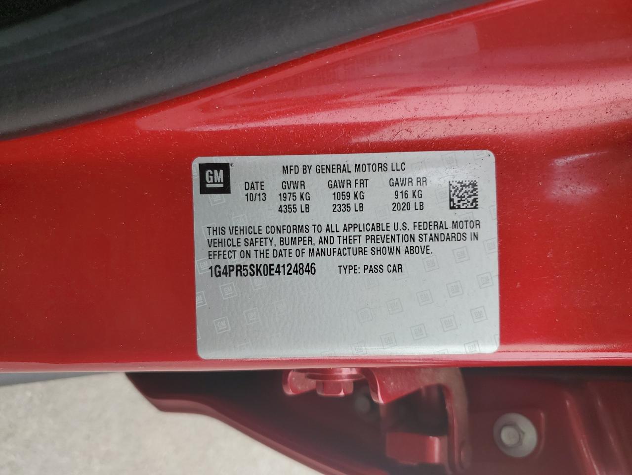 2014 Buick Verano Convenience VIN: 1G4PR5SK0E4124846 Lot: 82055555