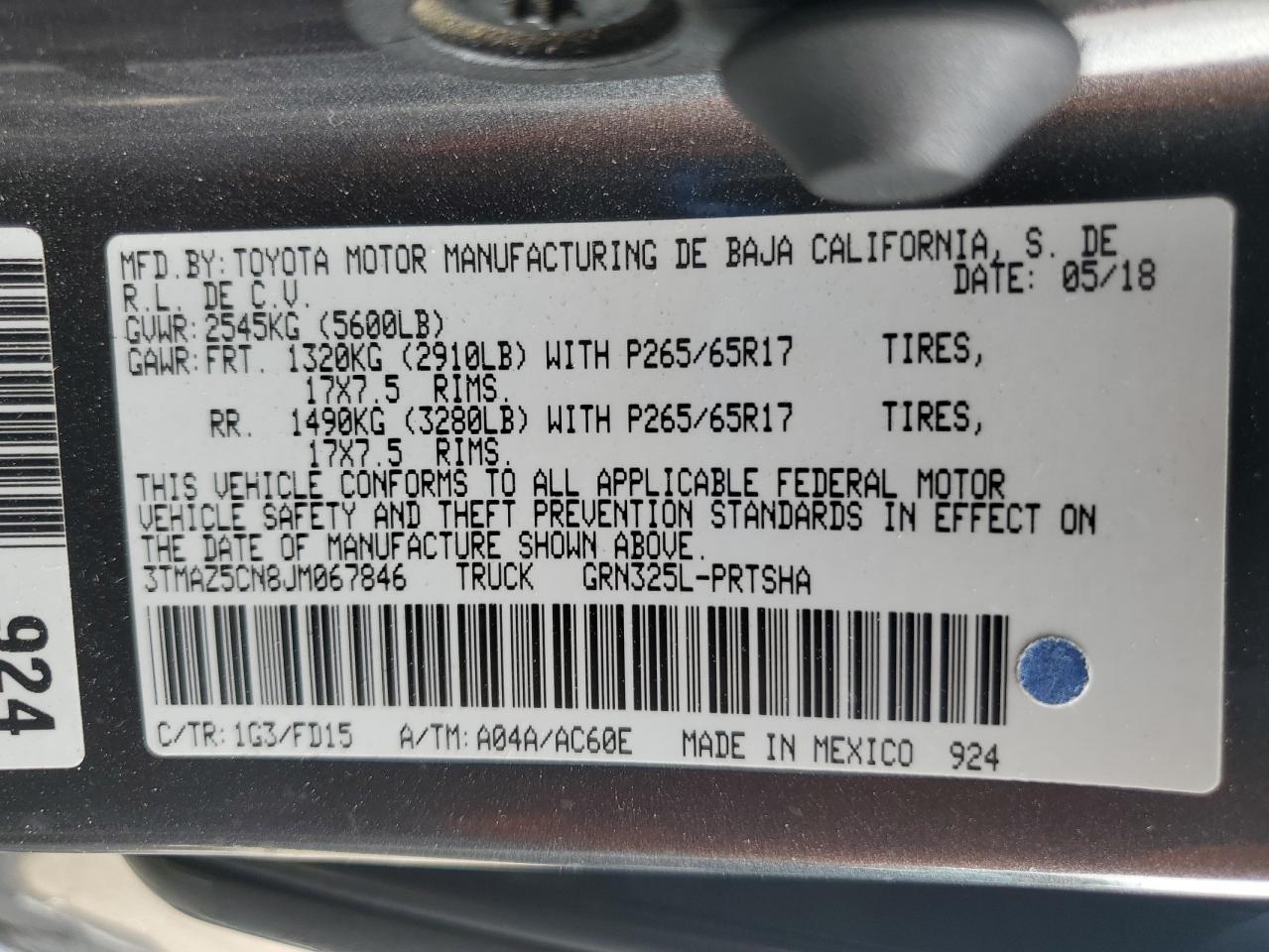 2018 Toyota Tacoma Double Cab VIN: 3TMAZ5CN8JM067846 Lot: 81731315