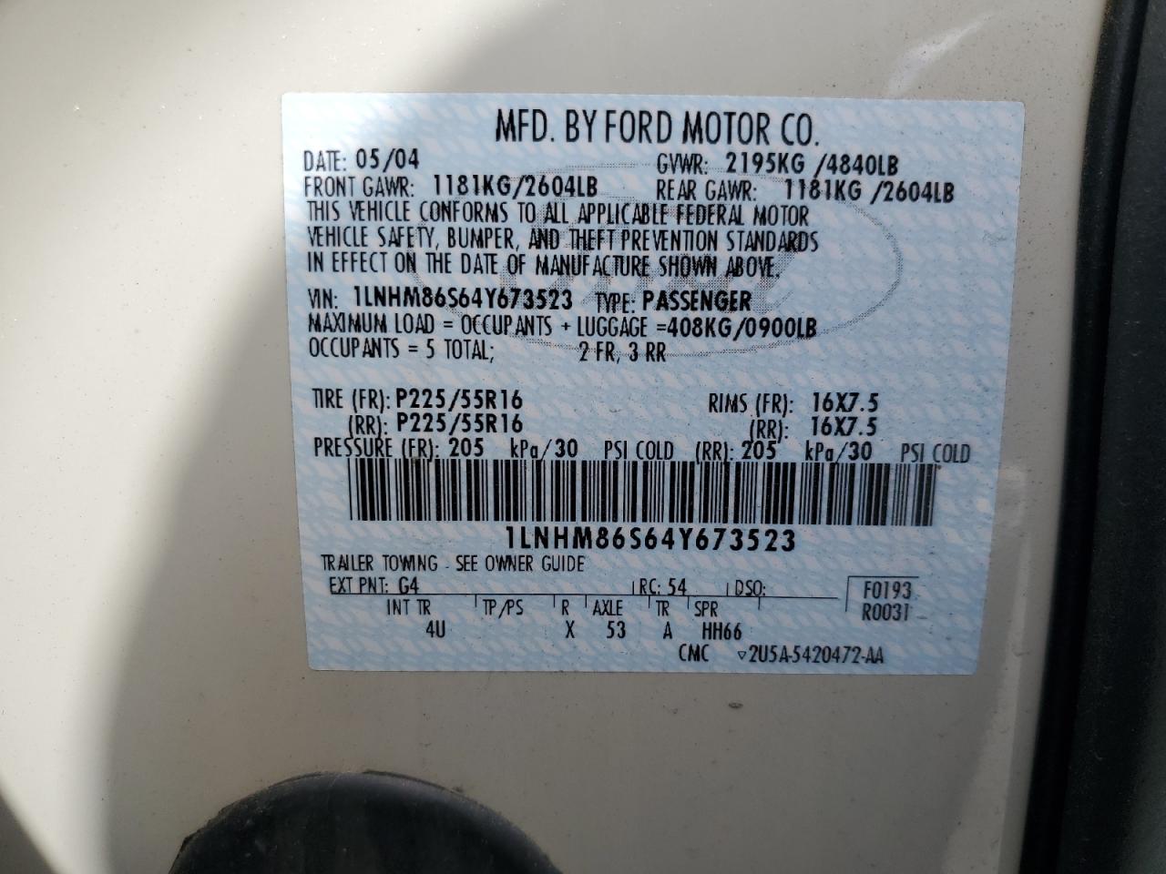 2004 Lincoln Ls VIN: 1LNHM86S64Y673523 Lot: 81684445