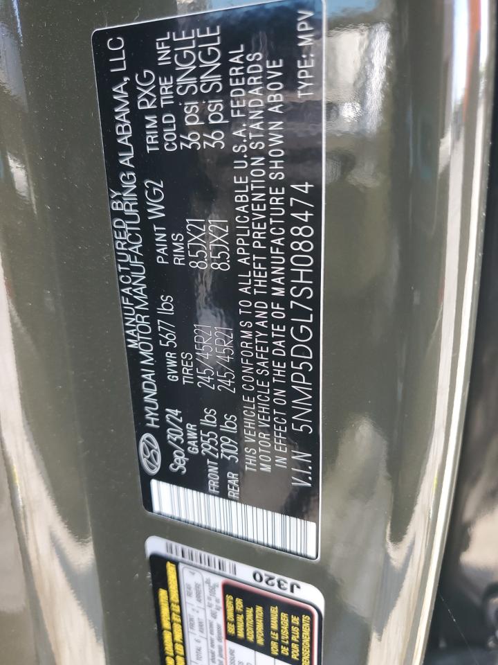 2025 Hyundai Santa Fe Calligraphy VIN: 5NMP5DGL7SH088474 Lot: 84393505