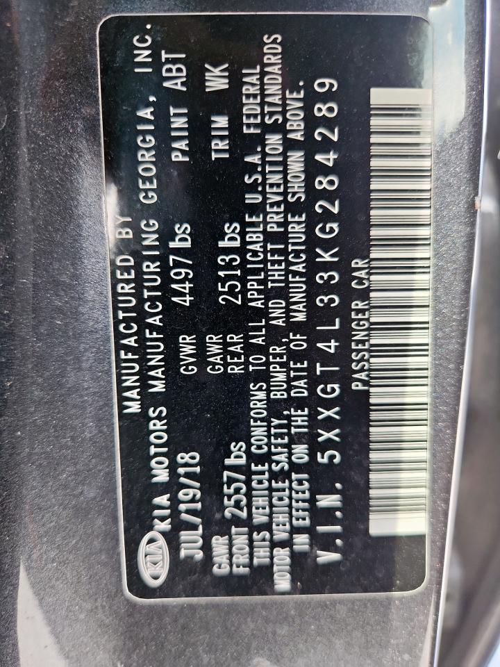 2019 Kia Optima Lx VIN: 5XXGT4L33KG284289 Lot: 82165015