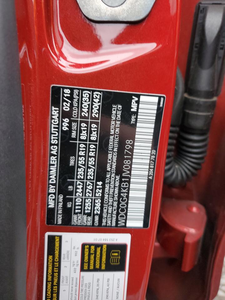 2018 Mercedes-Benz Glc 300 4Matic VIN: WDC0G4KB1JV081798 Lot: 81339805