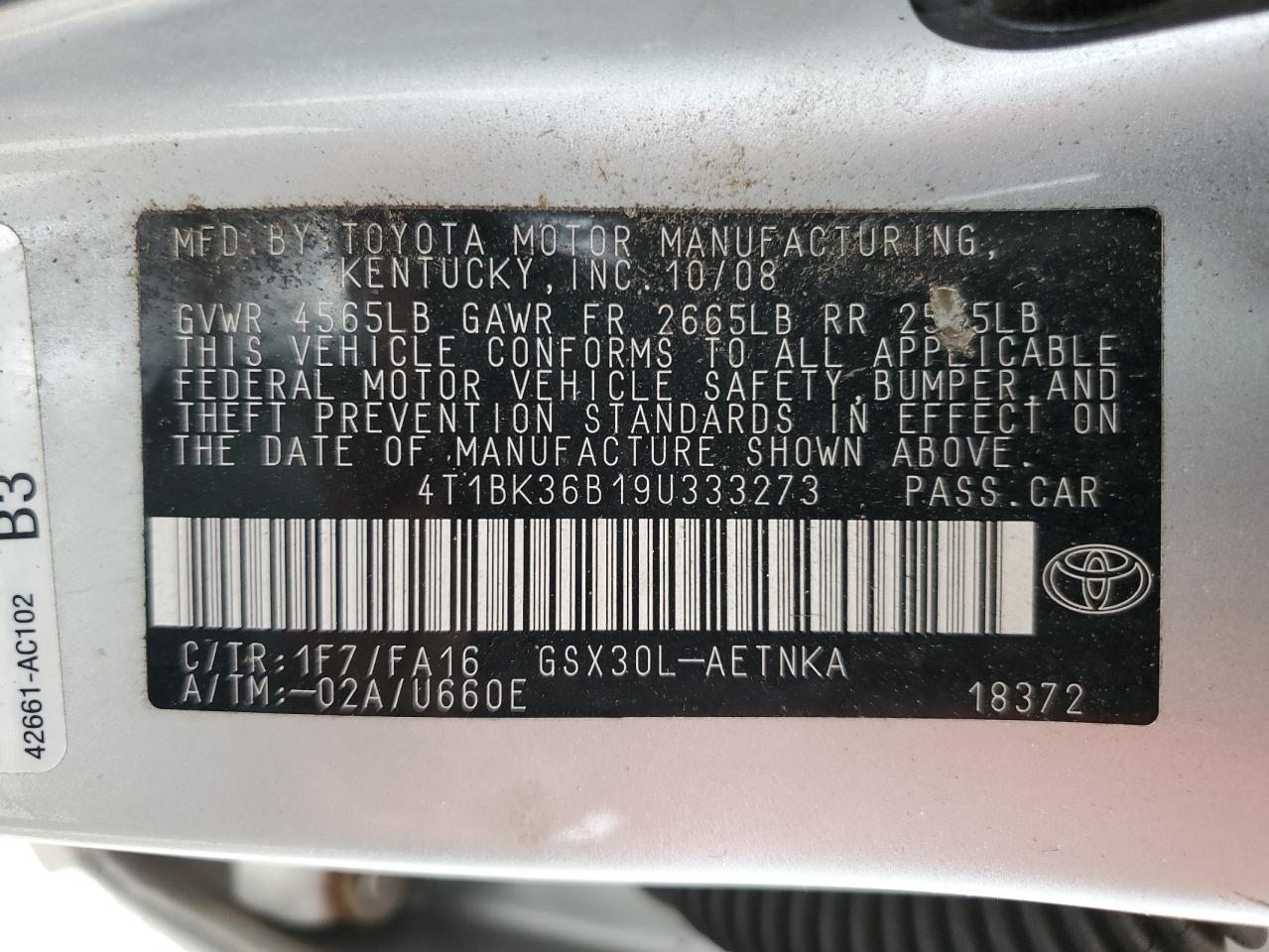 2009 Toyota Avalon Xl VIN: 4T1BK36B19U333273 Lot: 81676635