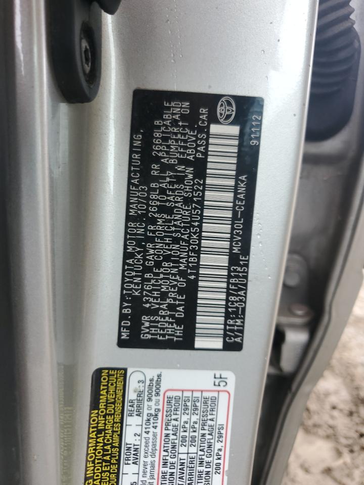 2004 Toyota Camry Le VIN: 4T1BF30K54U571522 Lot: 81809265