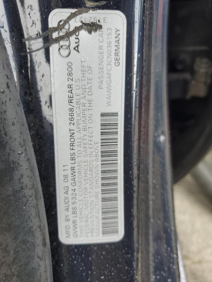 2012 Audi A7 Premium VIN: WAUWGAFC3CN036153 Lot: 80149345