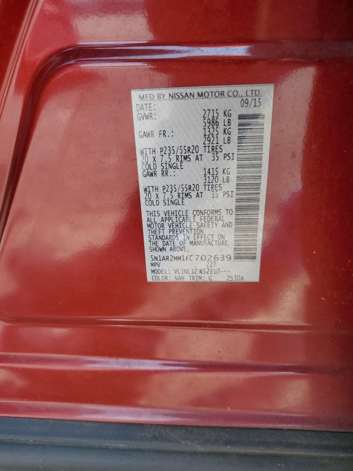 2015 Nissan Pathfinder S VIN: 5N1AR2MM1FC702639 Lot: 81580825