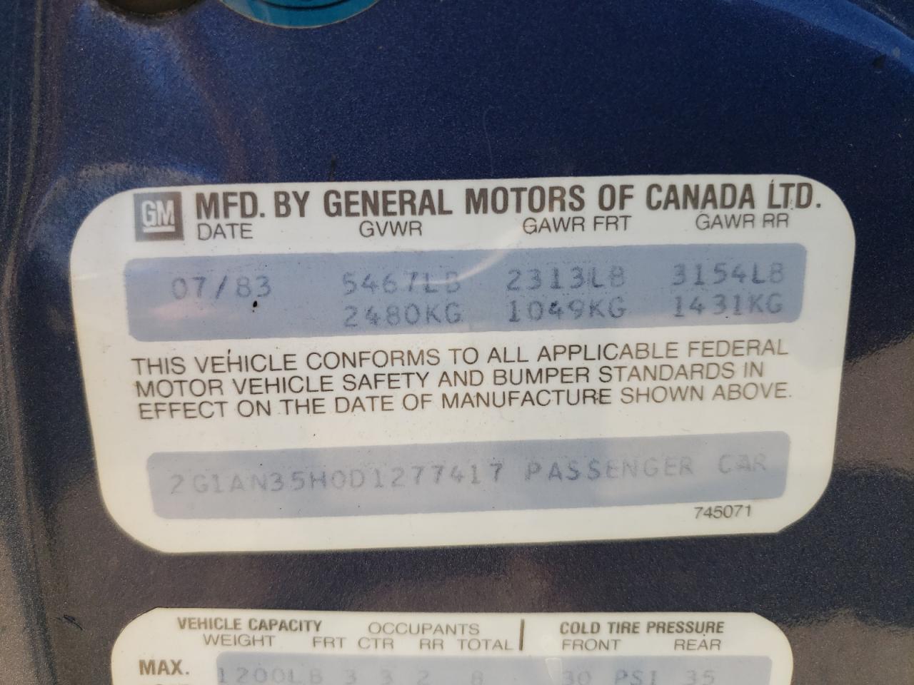 1983 Chevrolet Caprice Classic VIN: 2G1AN35H0D1277417 Lot: 80917445