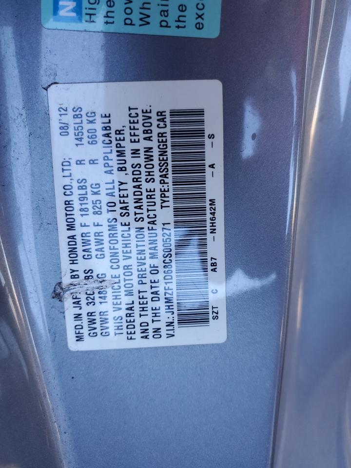 2012 Honda Cr-Z Ex VIN: JHMZF1D68CS005271 Lot: 80882645