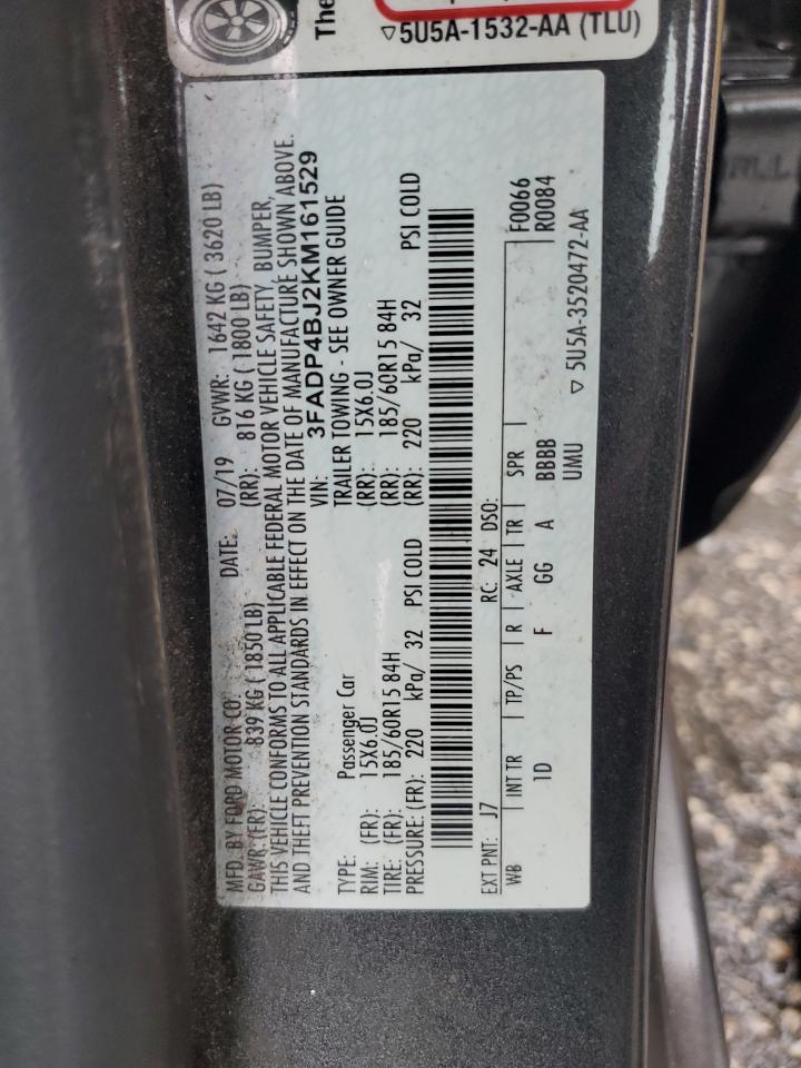 2019 Ford Fiesta Se VIN: 3FADP4BJ2KM161529 Lot: 71683105