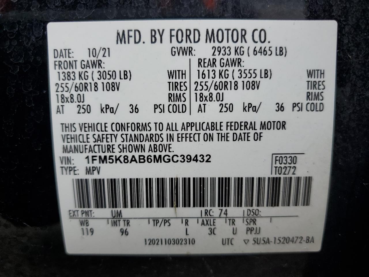 2021 Ford Explorer Police Interceptor VIN: 1FM5K8AB6MGC39432 Lot: 80732435