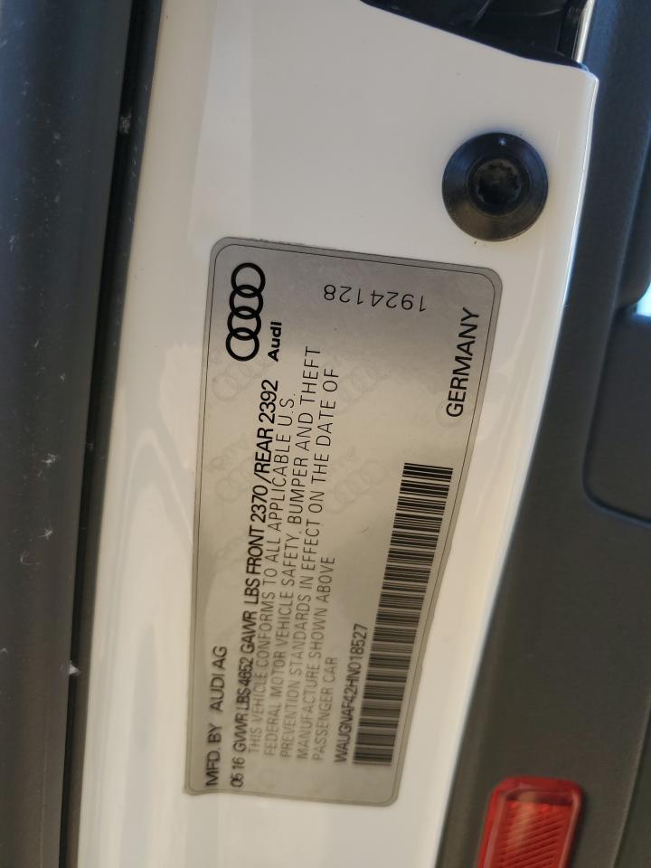 2017 Audi A4 Premium VIN: WAUGNAF42HN018527 Lot: 84215905