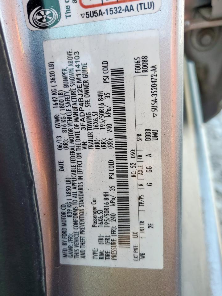 2014 Ford Fiesta Se VIN: 3FADP4BJ2EM114103 Lot: 80344915