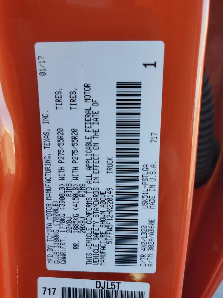 2017 Toyota Tundra Crewmax Limited VIN: 5TFFW5F12HX220149 Lot: 80962575