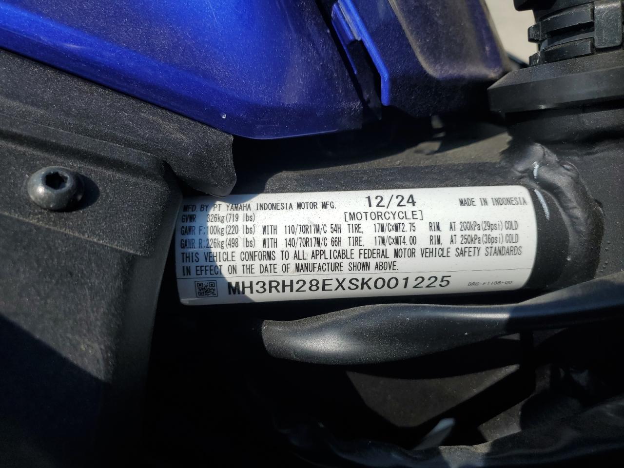 2025 Yamaha Mtn320 A VIN: MH3RH28EXSK001225 Lot: 80314875