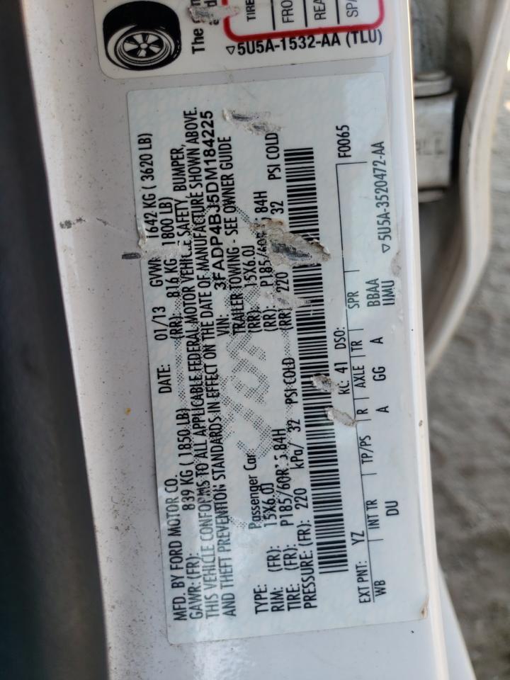 2013 Ford Fiesta Se VIN: 3FADP4BJ5DM184225 Lot: 84414505