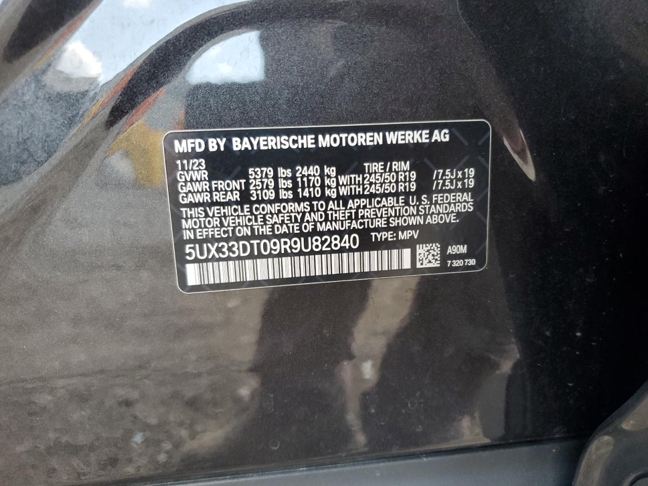 2024 BMW X4 xDrive30I VIN: 5UX33DT09R9U82840 Lot: 70340925