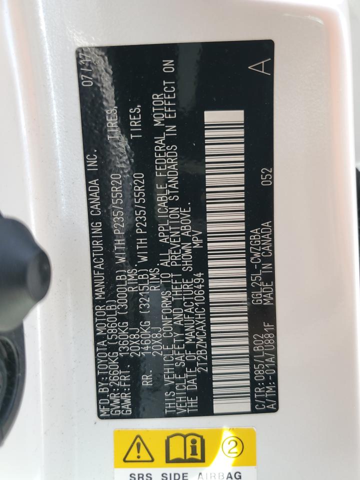 2017 Lexus Rx 350 Base VIN: 2T2BZMCAXHC106494 Lot: 84029825