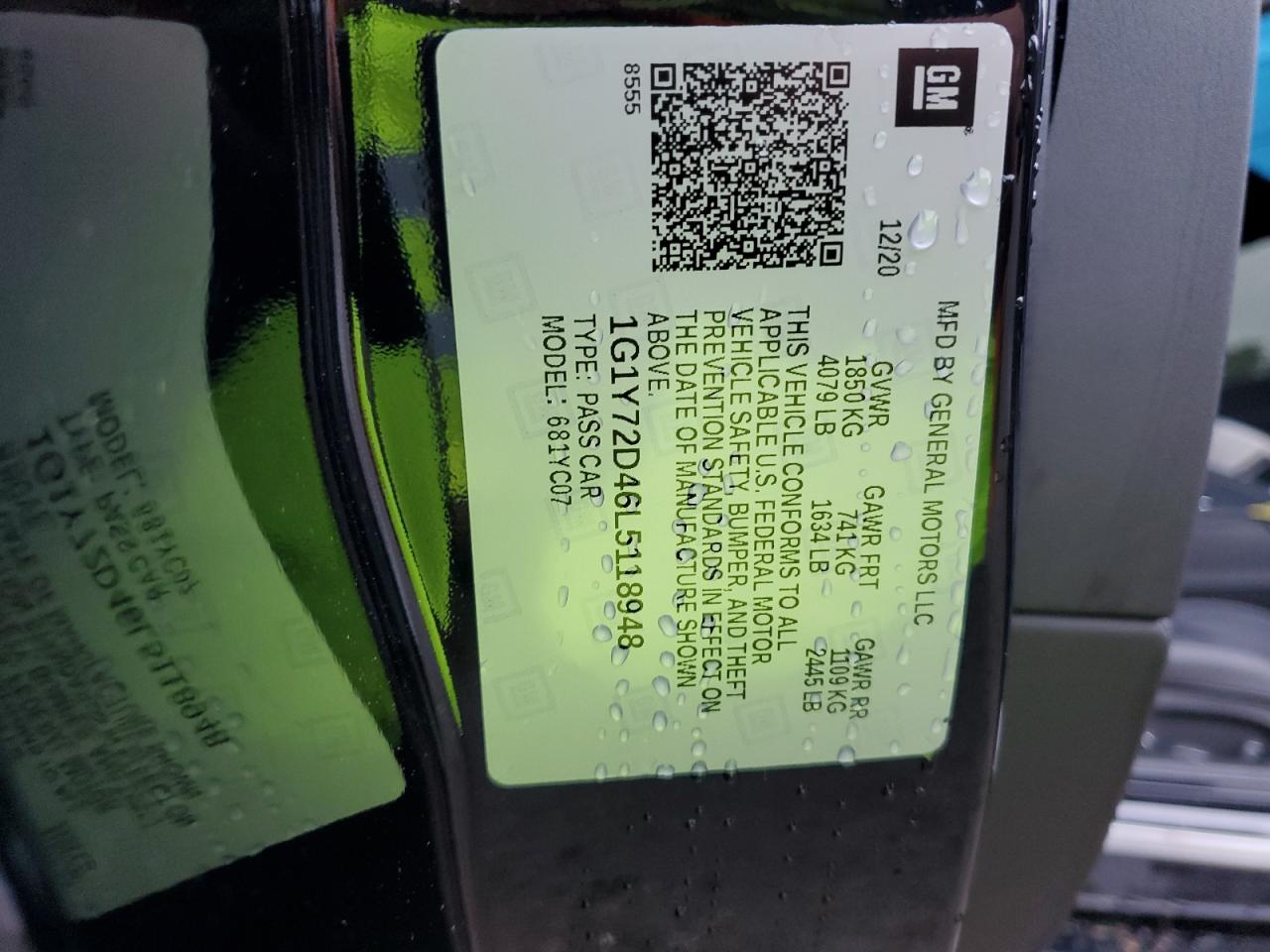 2020 Chevrolet Corvette Stingray 2Lt VIN: 1G1Y72D46L5118948 Lot: 80953945