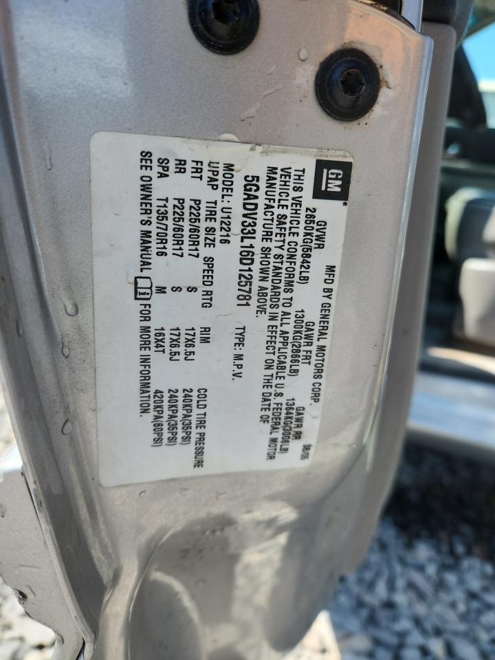 2006 Buick Terraza Cxl VIN: 5GADV33L16D125781 Lot: 71513055