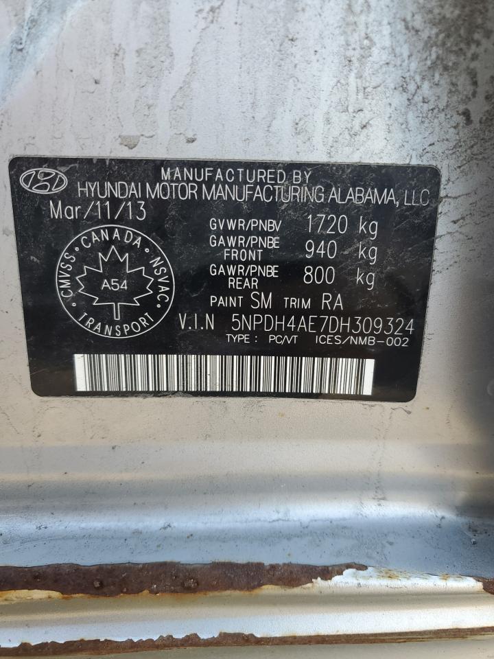 2013 Hyundai Elantra Gls VIN: 5NPDH4AE7DH309324 Lot: 80716165