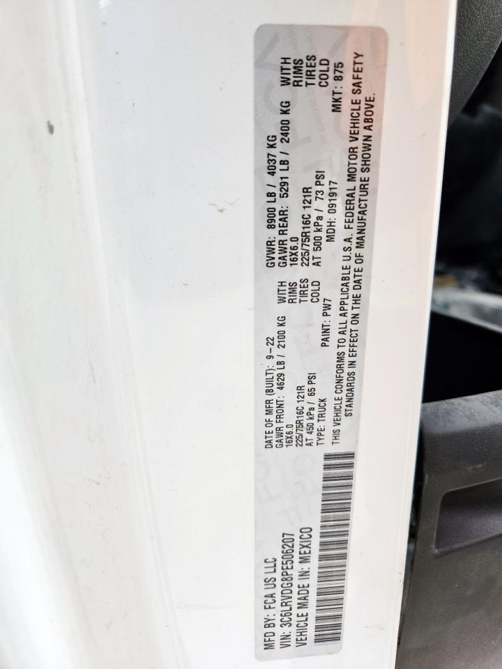 2023 Ram Promaster 2500 2500 High VIN: 3C6LRVDG8PE506207 Lot: 84281395