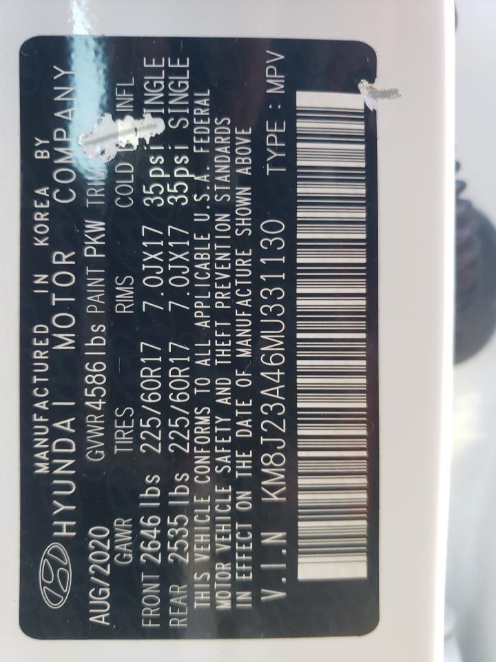 2021 Hyundai Tucson Se VIN: KM8J23A46MU331130 Lot: 71135915