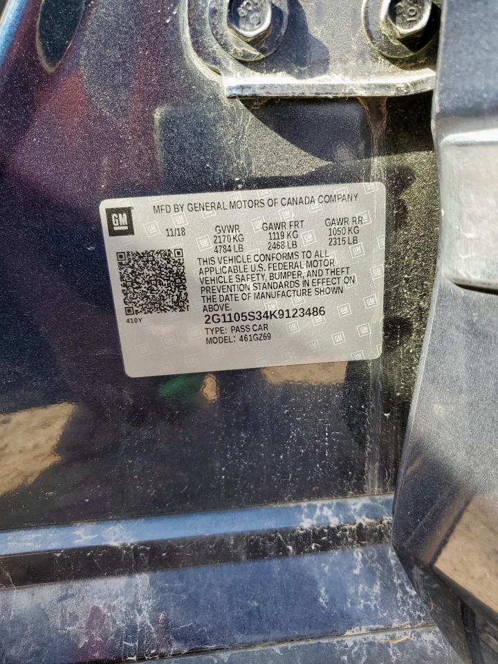 2019 Chevrolet Impala Lt VIN: 1G11Z5S30KU103986 Lot: 81852215