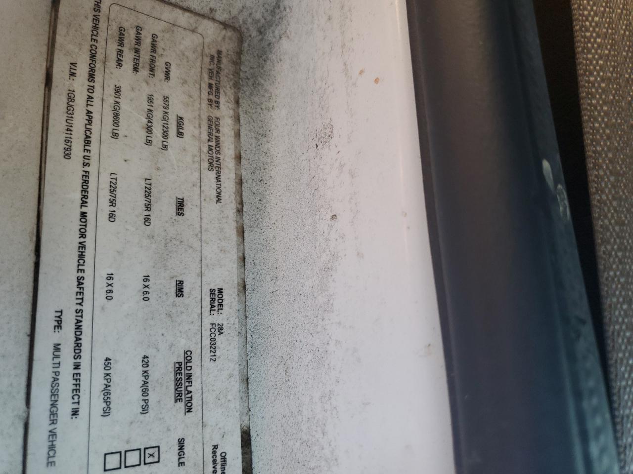 2004 Chevrolet Express G3500 VIN: 1GBJG31U141167930 Lot: 71448875