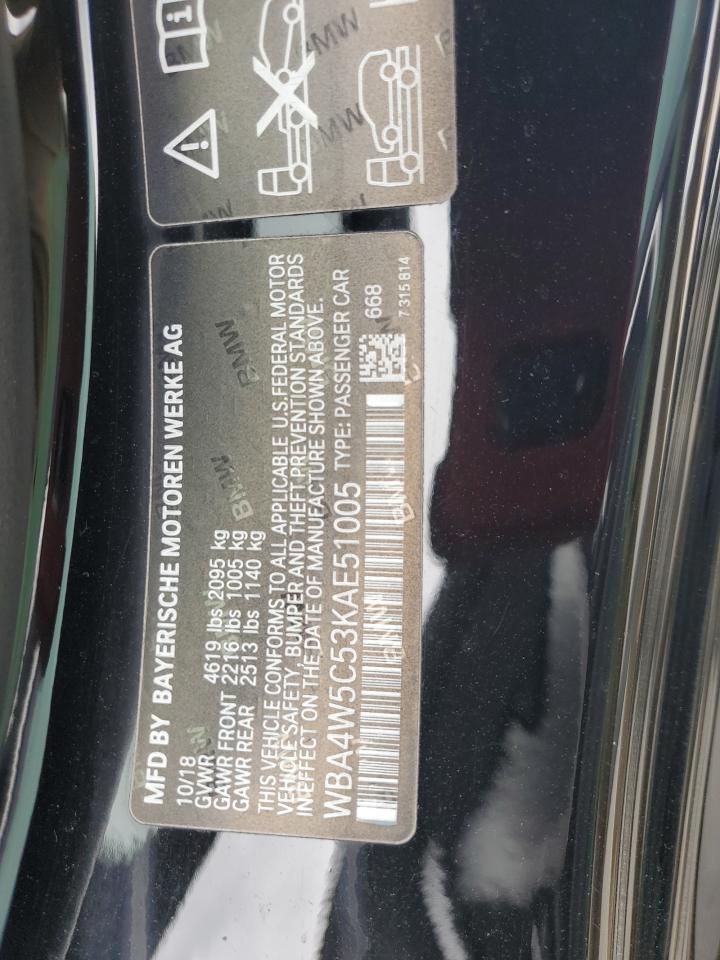 2019 BMW 430Xi VIN: WBA4W5C53KAE51005 Lot: 82091555