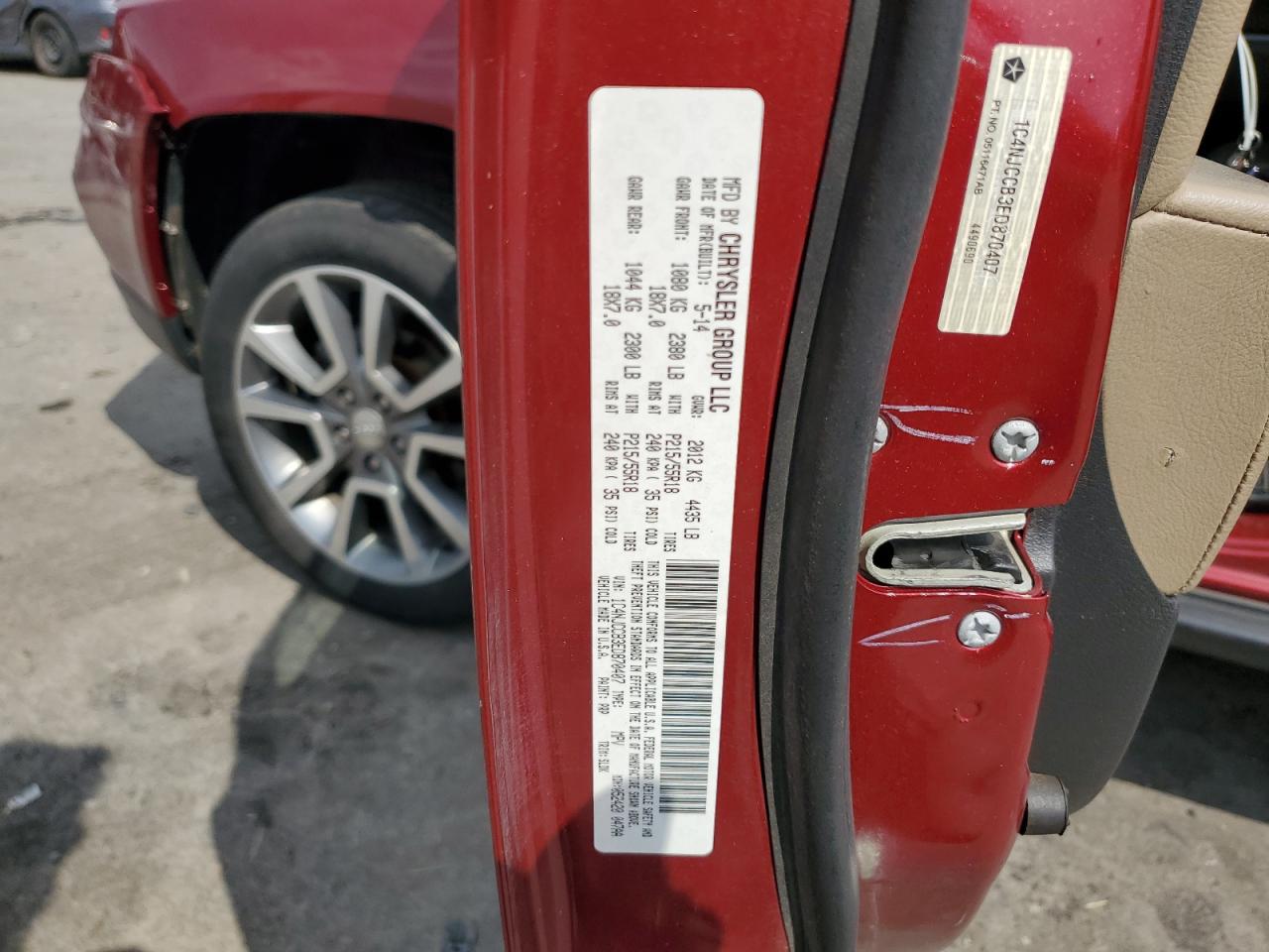 2014 Jeep Compass Limited VIN: 1C4NJCCB3ED870407 Lot: 71592965