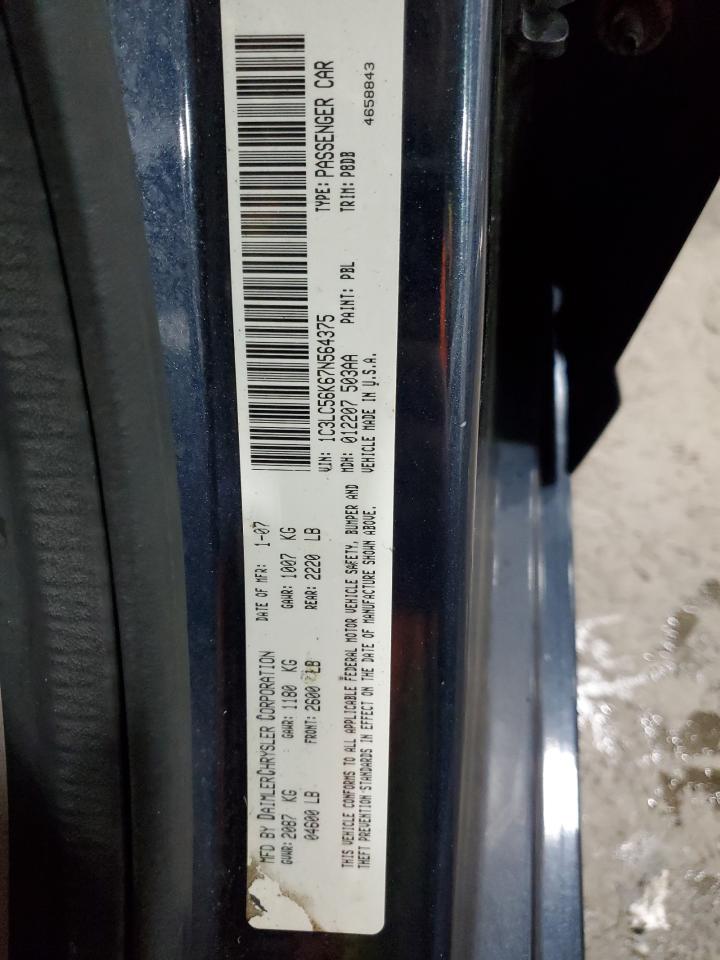 2007 Chrysler Sebring Touring VIN: 1C3LC56K67N564375 Lot: 82071935