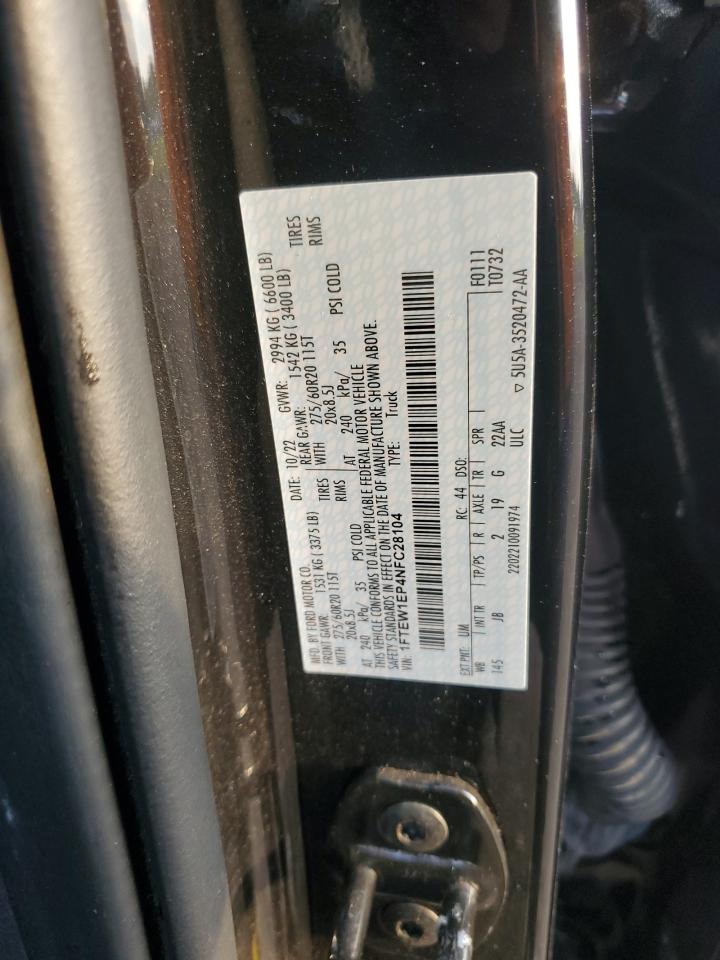 2022 Ford F150 Supercrew VIN: 1FTEW1EP4NFC28104 Lot: 81634595