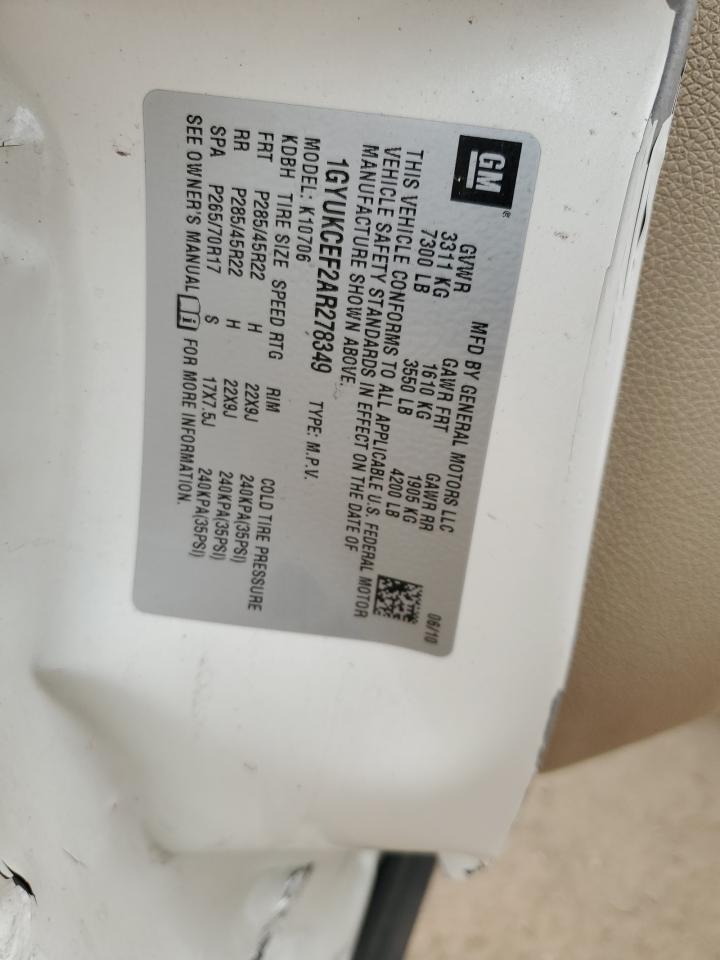 2010 Cadillac Escalade Premium VIN: 1GYUKCEF2AR278349 Lot: 70423935