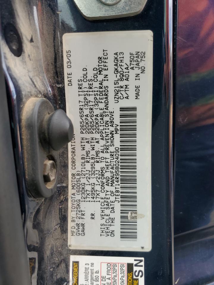 2005 Toyota 4Runner Sr5 VIN: JTEBT14R958024090 Lot: 82103805