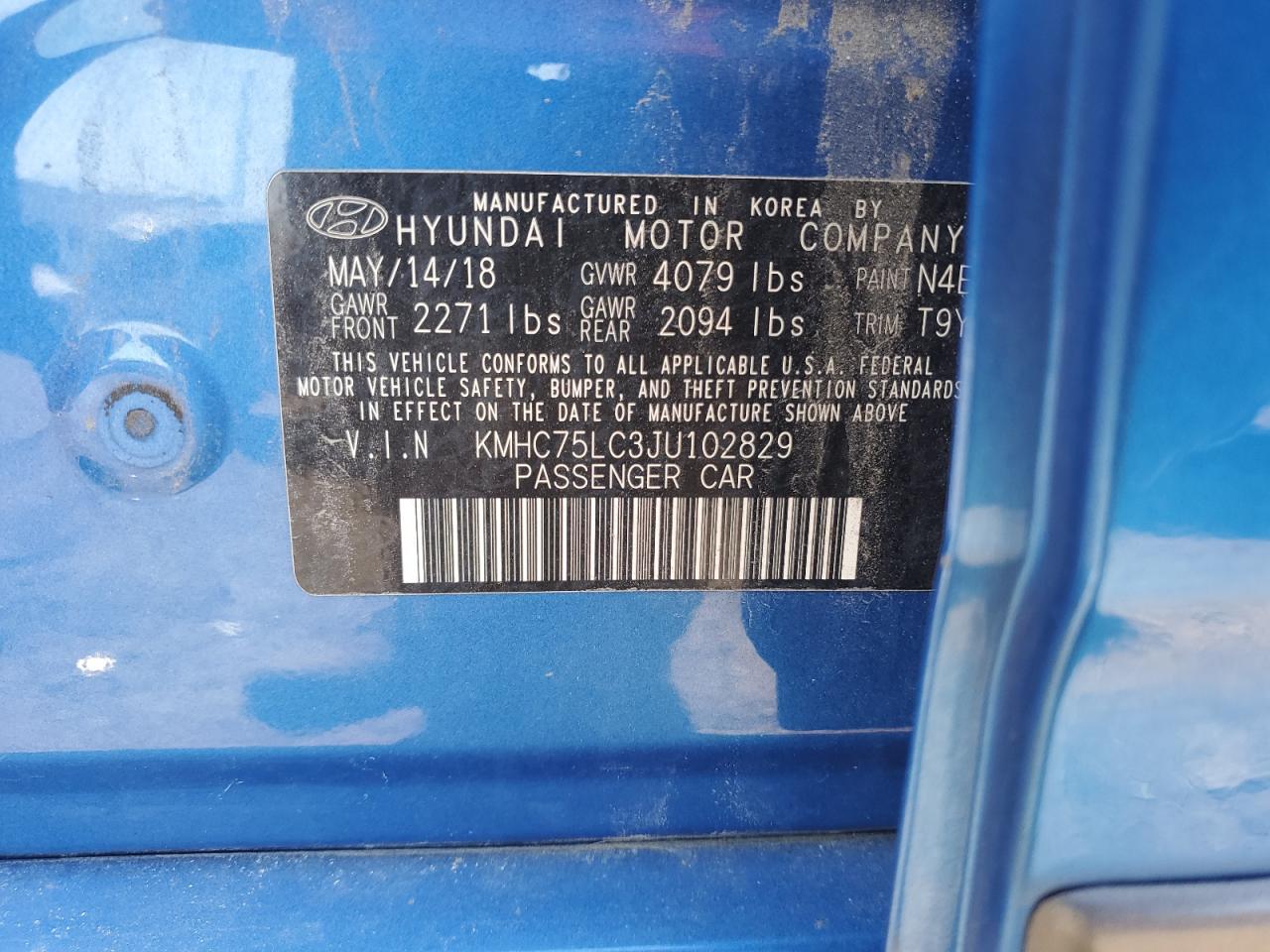 2018 Hyundai Ioniq Sel VIN: KMHC75LC3JU102829 Lot: 72021355