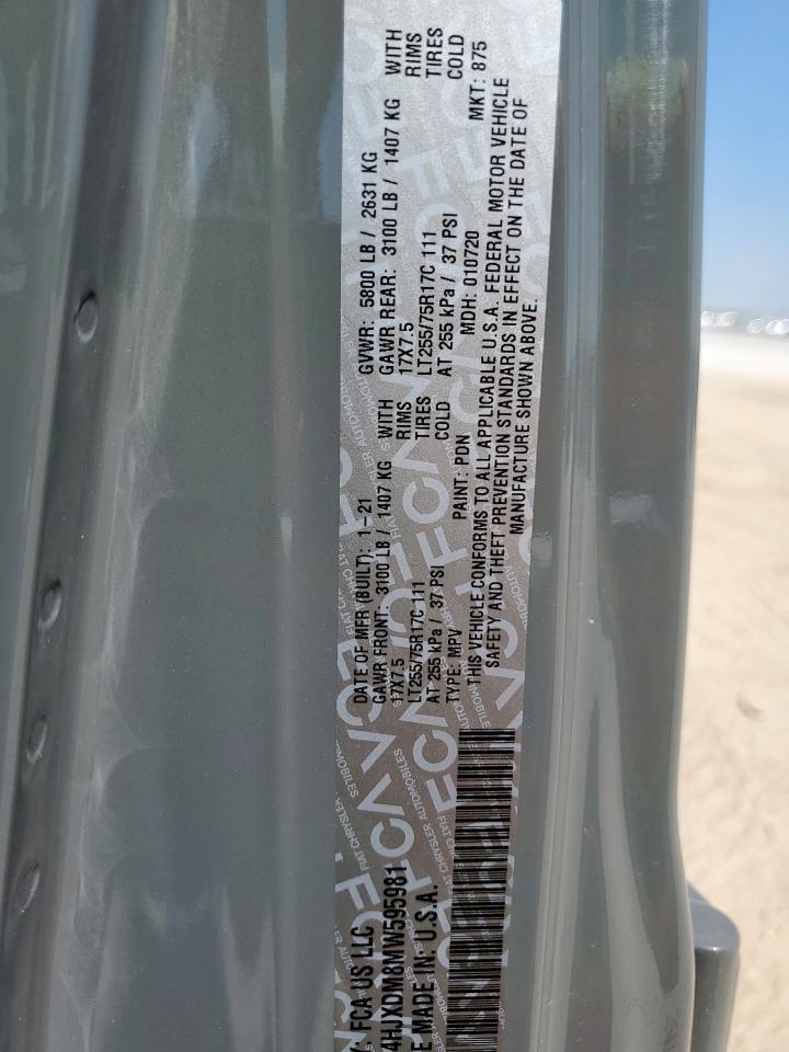 2021 Jeep Wrangler Unlimited Sport VIN: 1C4HJXDM8MW595981 Lot: 80802795