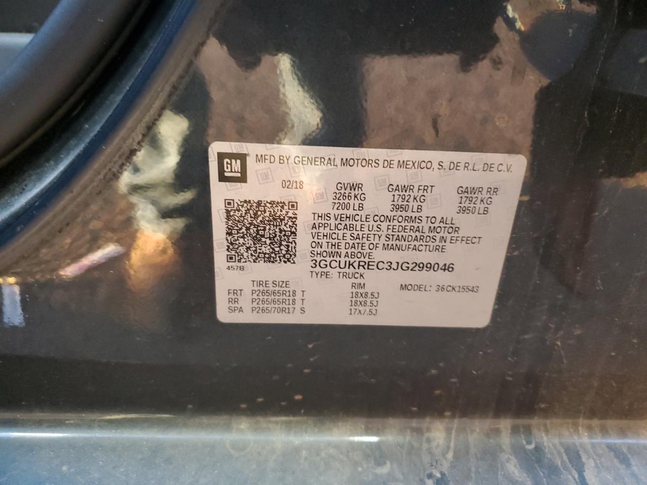2018 Chevrolet Silverado K1500 Lt VIN: 3GCUKREC3JG299046 Lot: 84197555
